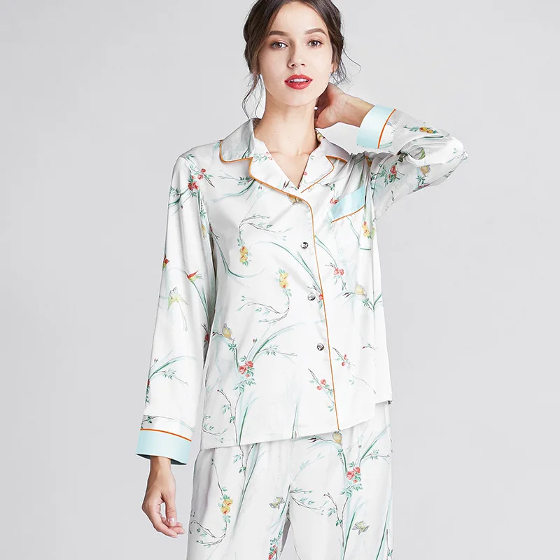 

Satin Silk Pajamas for Women's Set pyjamas Button Pigiama Donna Mujer Pijama Sleepwear Nightwear Pizama Damska 2Pcs