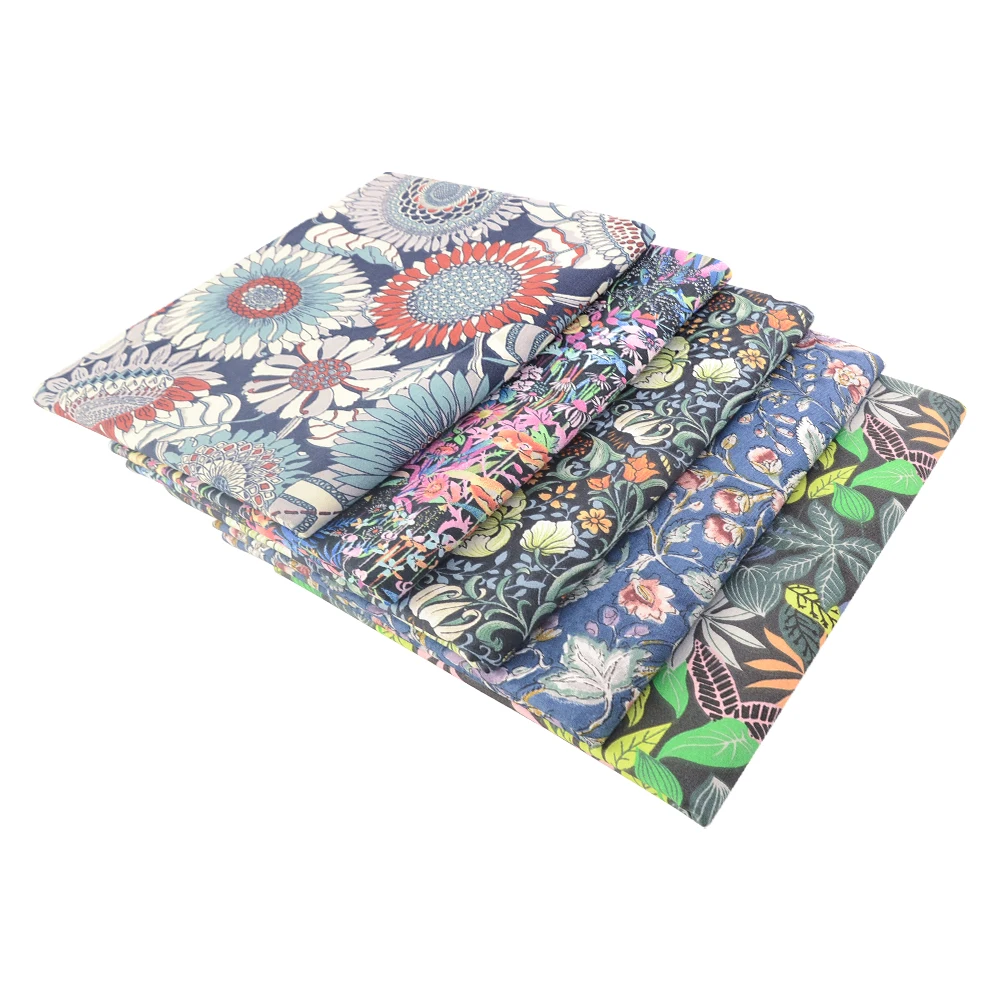 

Хлопковая саржевая ткань с цветочным рисунком, 2 шт./лот, ткань для шитья, квадратная подушка, лоскутное шитье, материал для рукоделия