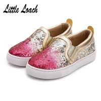 sequins slip on loafers children casual pu leather sneakers spring autumn patchwork shining sports shoes princess espadrilles