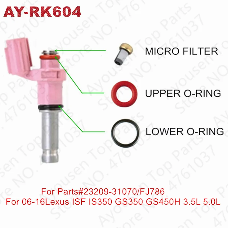 

40sets fuel injector repair kits for Lexus GS350 GS450h IS350 3.5L Aisan 23209-31070 FJ786 fuel injector service kit (AY-RK604)