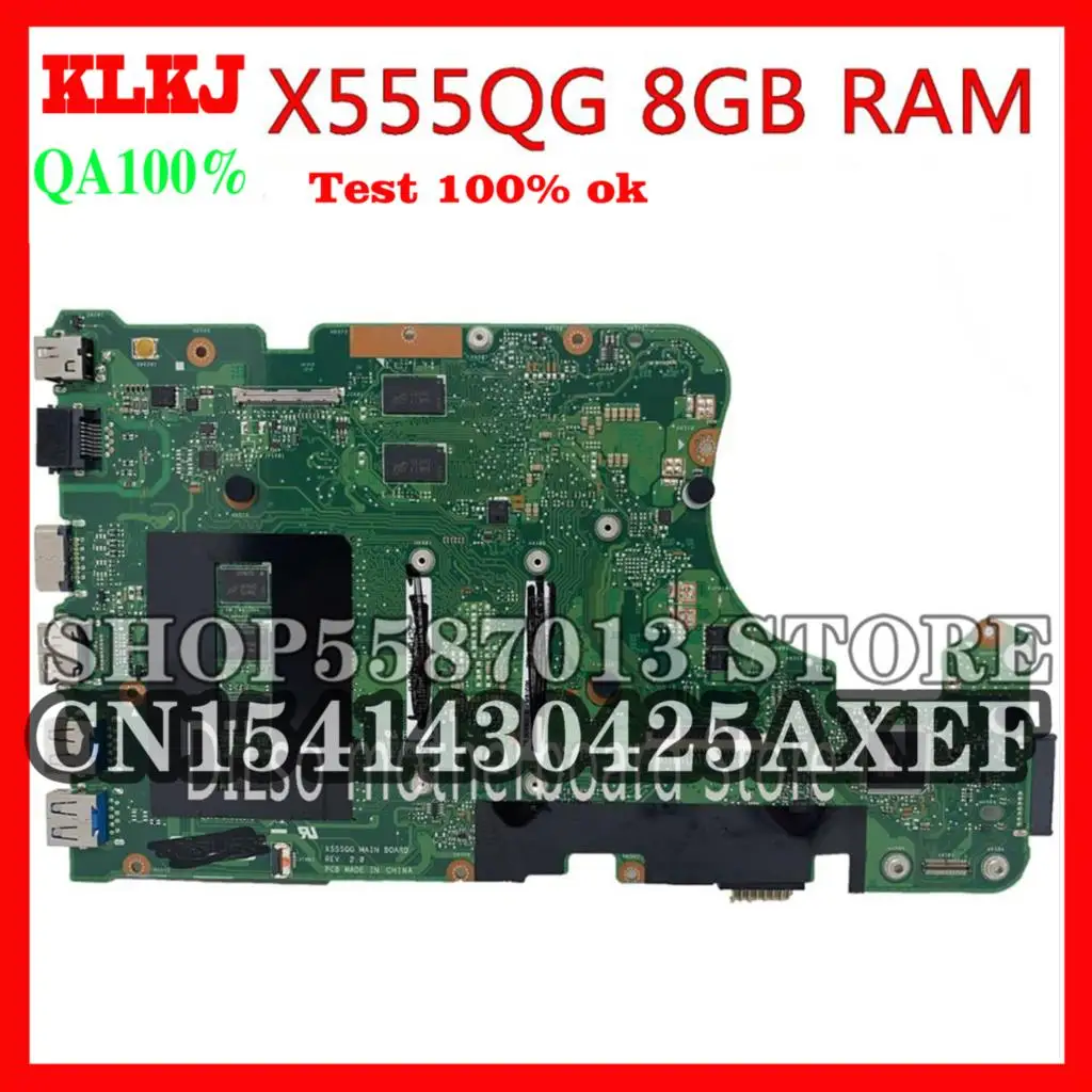 

KLKJ X555QG Laptop Motherboard For ASUS X555QG X550BP Original Mainboard 4GB-RAM A9-9420P R5-M430 2GB