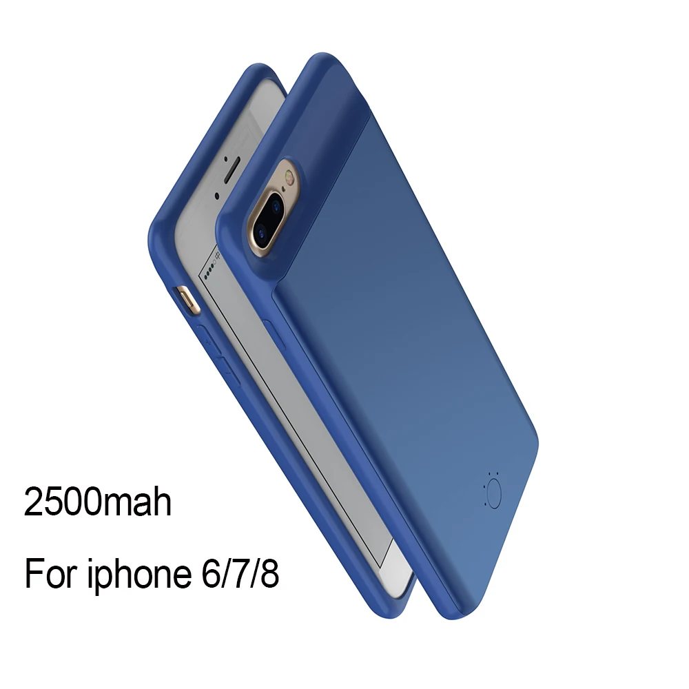 Горячая Распродажа, чехол для аккумулятора 2500 мАч~ 7000 мАч для iPhone 6, 6s, 7, 7 s, 8, 8s X, чехол для внешнего зарядного устройства для iPhone - Цвет: Темно-синий