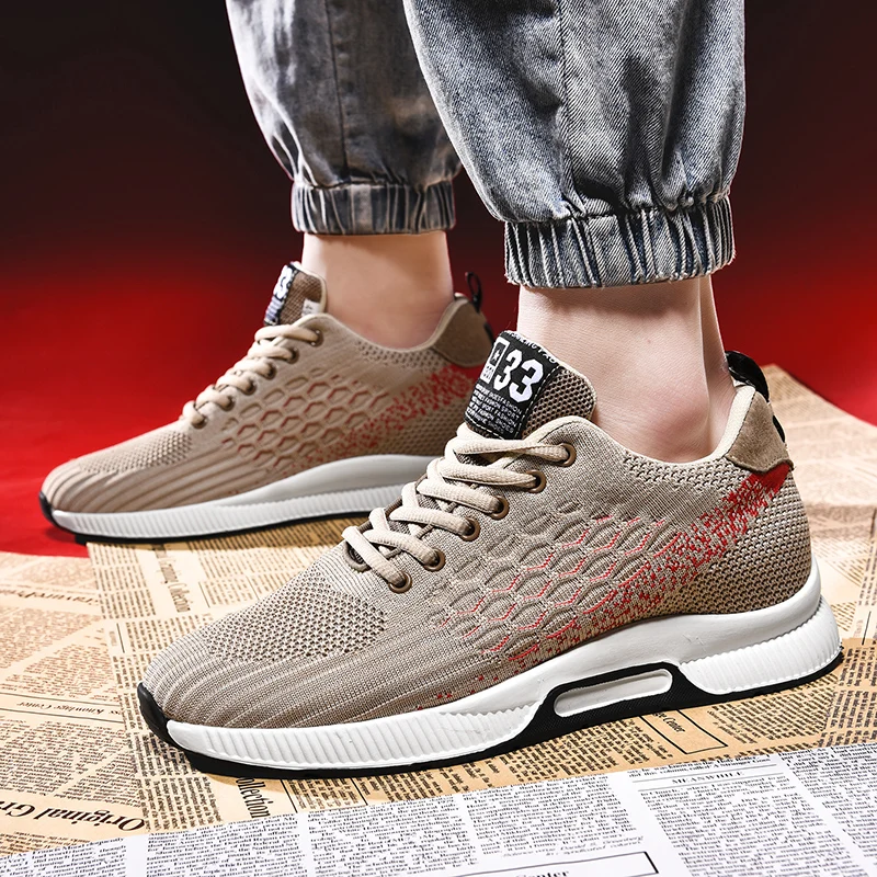 

2020 High Quality Comfortable Lightweight Men's Casual Shoes New Flying Woven Inner Heighten Men's Shoes Sports Mesh Tide Shoes