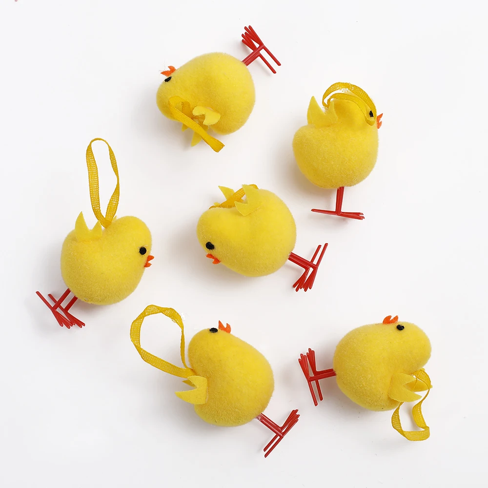 

6pcs/set Mini Chicks and Chicks Egg Pendants Easter Spring Garden Home Decor Kids Birthday Party Gifts Cure Ornaments For Chick