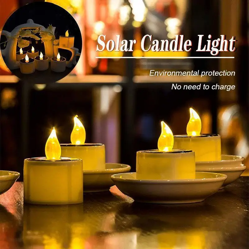 

6 Pcs Solar Candles Flameless Lights Solar Candles Light Flameless Rechargeable LED Candles Lights Tea Lamps