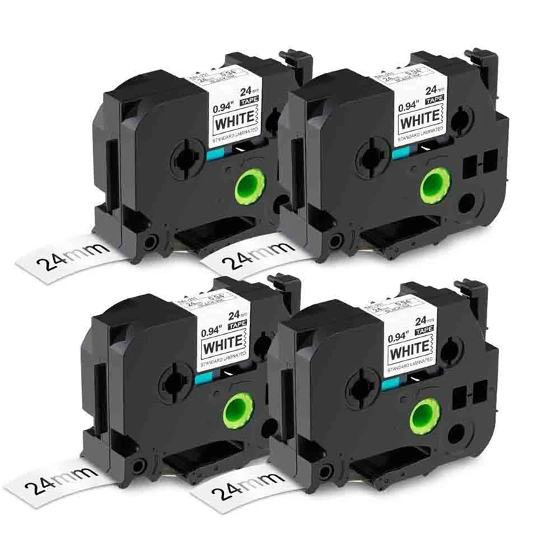 4 шт. 24 мм ламинированные черные на белом Совместимость для TZ TZe Ленты с Brother P пресс