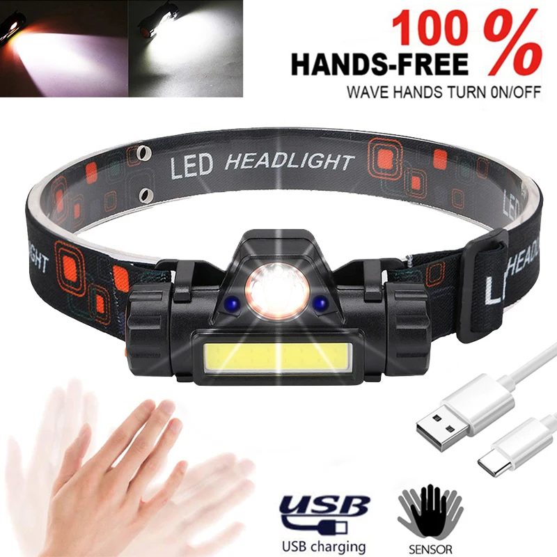 Светодиодный фонарь с датчиком движения аккумуляторный водонепроницаемой