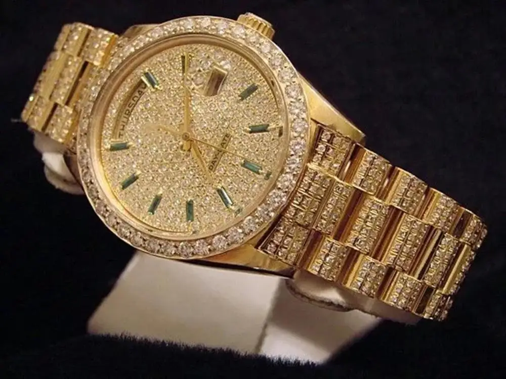 Часы ролекс с бриллиантами. Rolex 18k Gold Day Date President Diamond. Rolex Diamond часы. Часы ролекс золото.