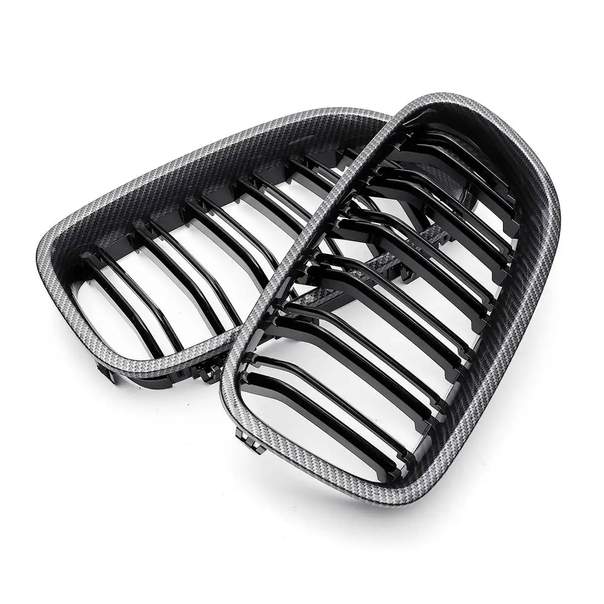 2 шт. углеродный глянец Черный Двойной планка M5 стиль Передняя решетка для почек