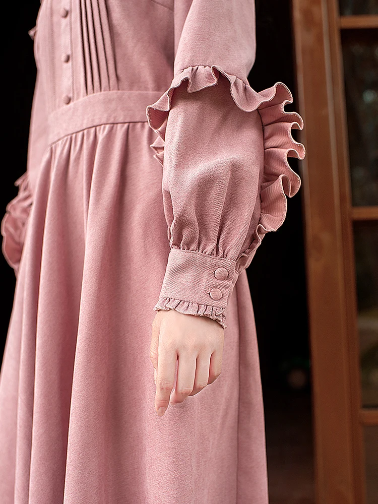 Женское длинное платье Boshow богемное макси с рукавами-фонариками и оборками