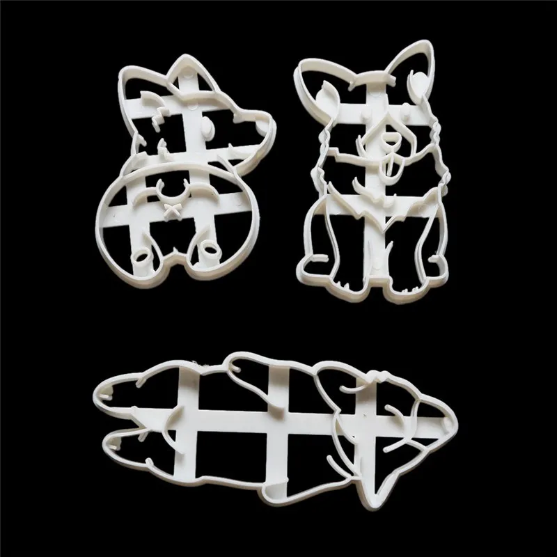 

3Pcs/Set Cookie Cutters Mold Cute Corgi Dog Shaped Biscuit Baking Tool Kitchenware Bakeware DIY Tool for Kids Hand Mold