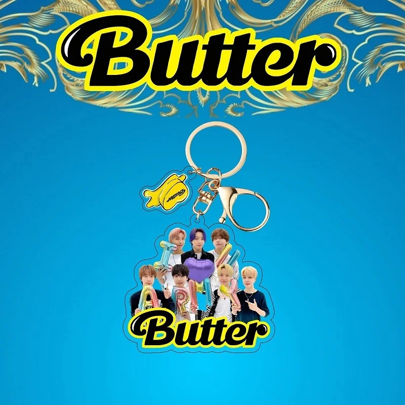 

KPOP Bangtan Boys Latest Album Butter Keychain Keyring JK V JIMIN SUGA Star Peripheral Korea Group