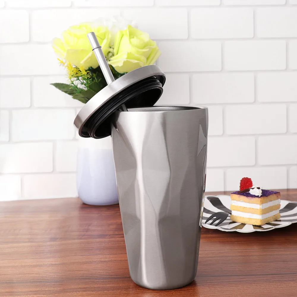 Стакан BESTONZON из нержавеющей стали с трубочкой двойными стенками для горячей и