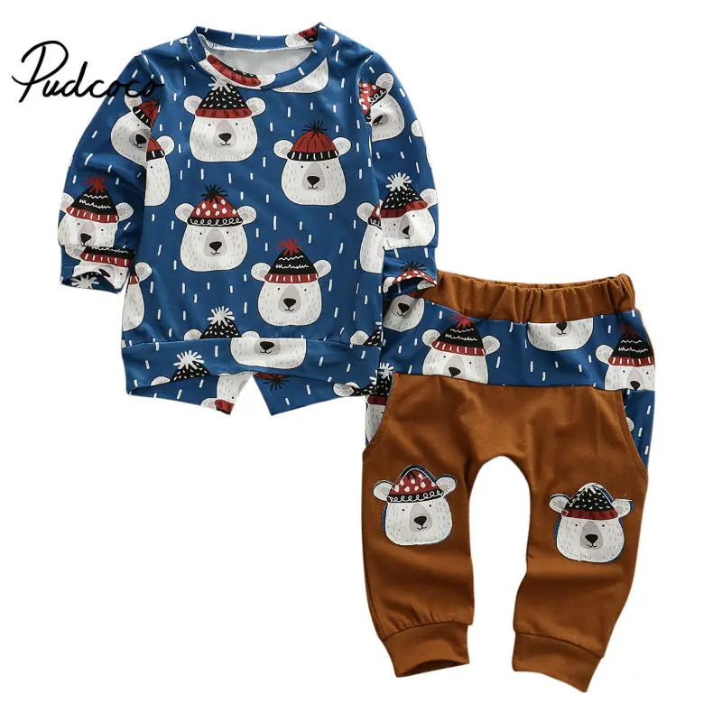 

Baby Girls Boys Clothes 2PCS Toddler Baby Girls Cartton Print Top Pants Long Sleeve Sweatshirt Outfits Set roupa infantil 0-24M