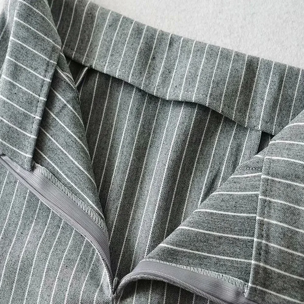 

2021 New Stylish Spring Summer Striped Split Suit Skirts For Women Black White High Waist Slim A-Line Mini Skirts Casual Basic