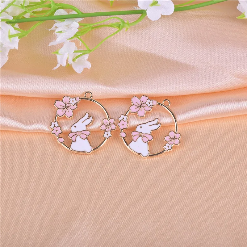 10 шт./упак. венок из цветов кот кролик с эмалью металлические подвески серьги
