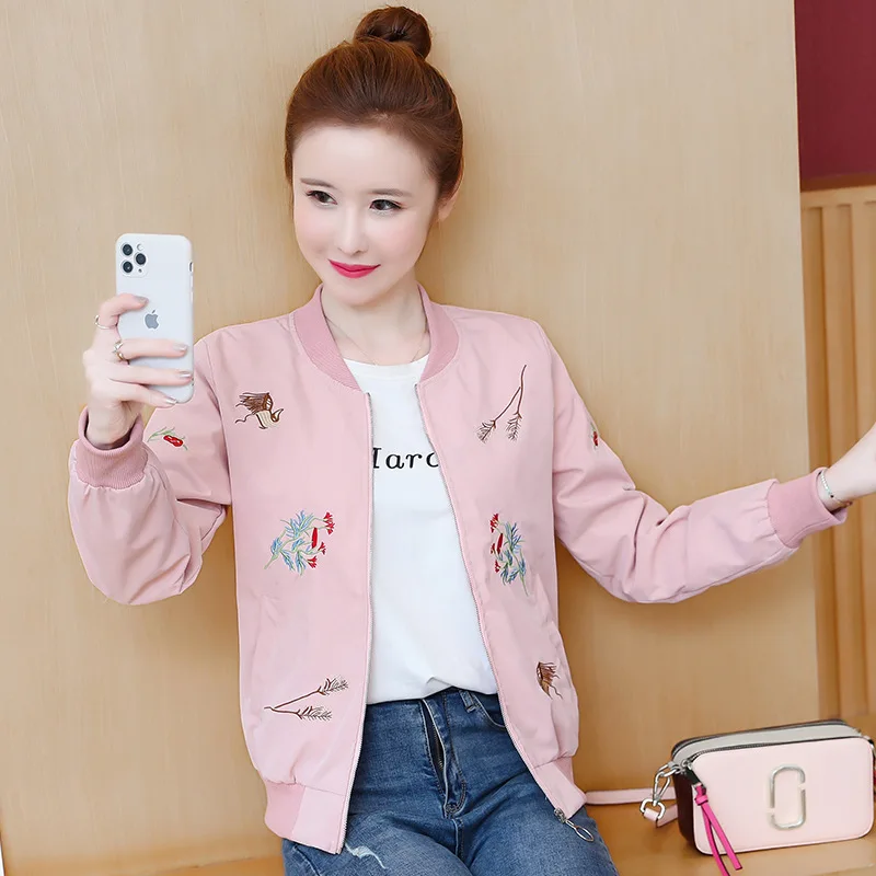 

Autumn Baseball Uniform Female Korean-style Students Fashion Casual Embroidery Short Coat Women's Stand Collar Jacket Fashi