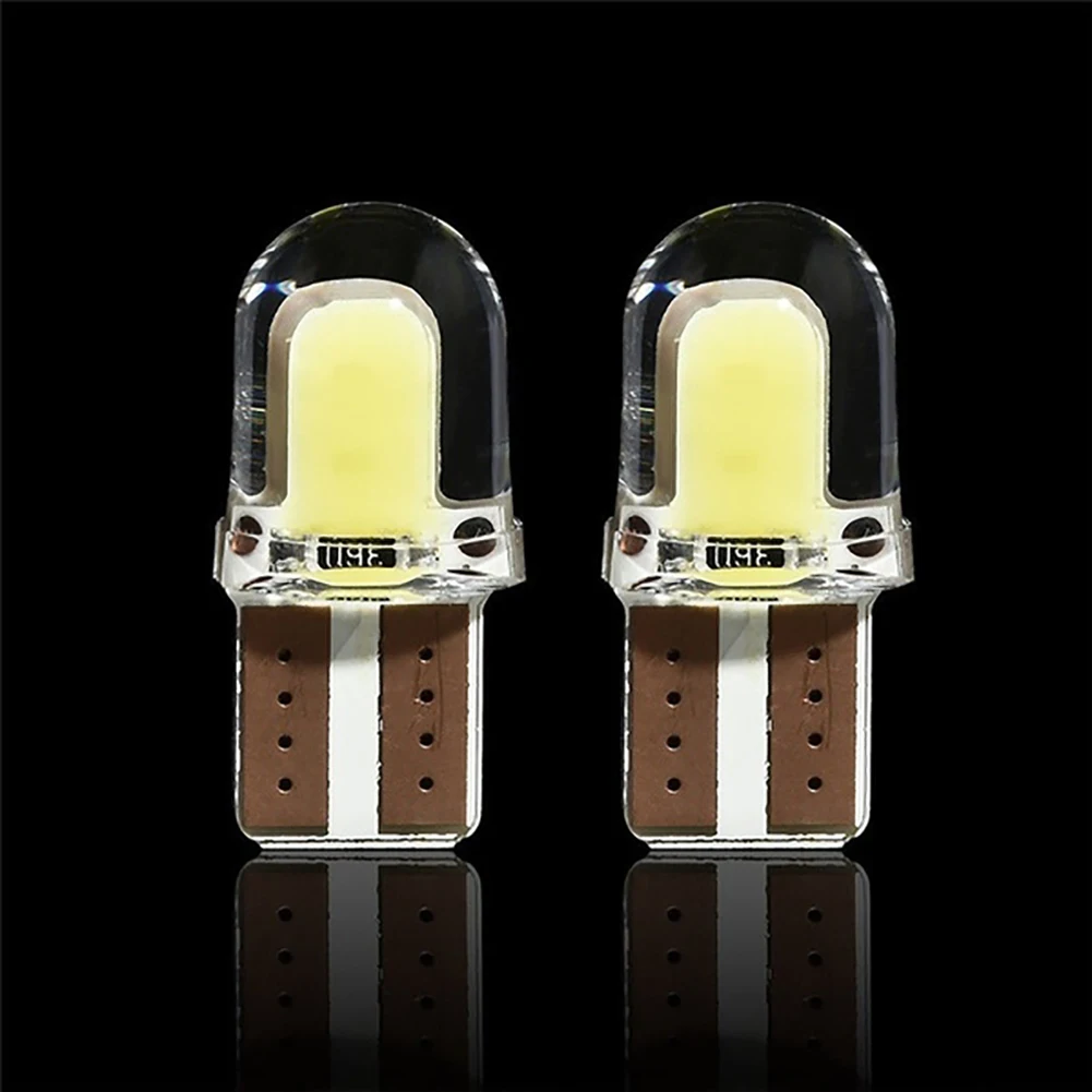 

10Pcs Car Headlight Bulbs White LED W5W COB Canbus Silicone Car License Plate Light Lamp Bulbs Auto Reverse Signal