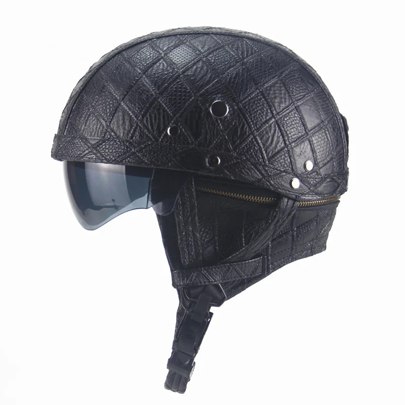 

Retro Helmets Motorcycle Dirt Bike Casco Moto Leather Vintage Half Helmet Motorbike Racing Riding Scooter Chopper Helmet DOT