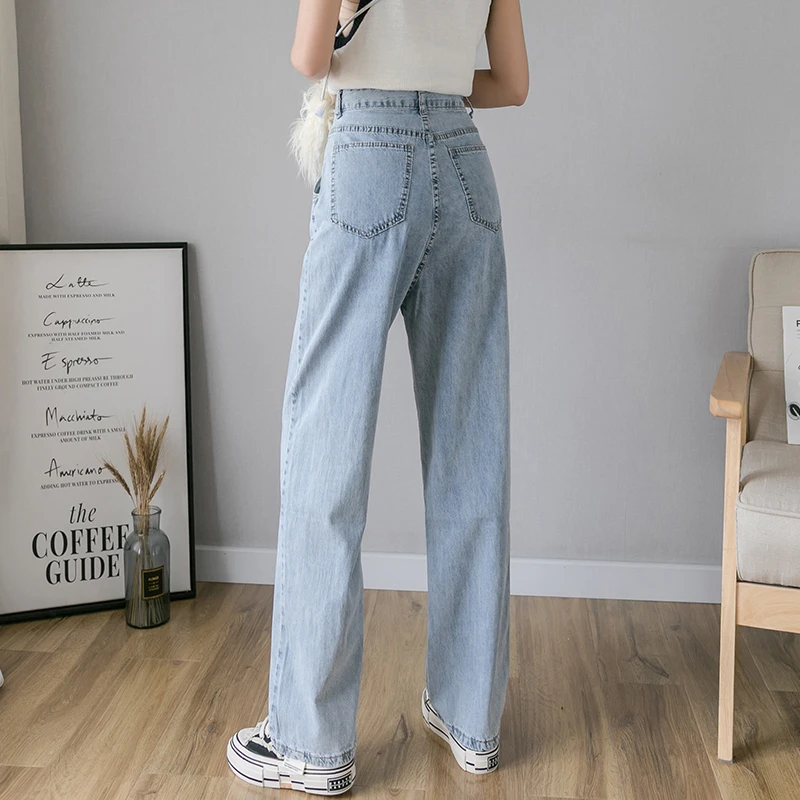 С высокой талией для студентов сексуальные и милые тонкие широкие в пол брюки