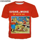 Модные Забавные футболки для мужчин и женщин, мультяшная футболка Suske en Wiske с 3D принтом, Повседневная футболка в стиле Харадзюку, уличные Топы