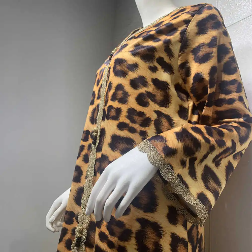 

Md leopard print long dress for woman turquoise plus African size boubou mubarak clothing