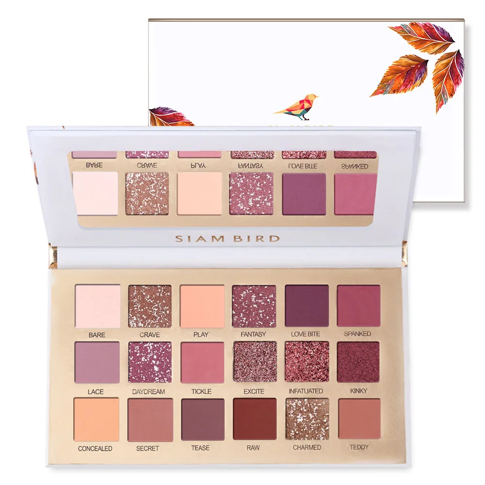 Siambird Professional Eyeshadow Pallete Glitter Eye Shadow Palette Matte Shiny Red Peach Shadows With Sparkles Makeup Pigment - Цвет: 18 colors