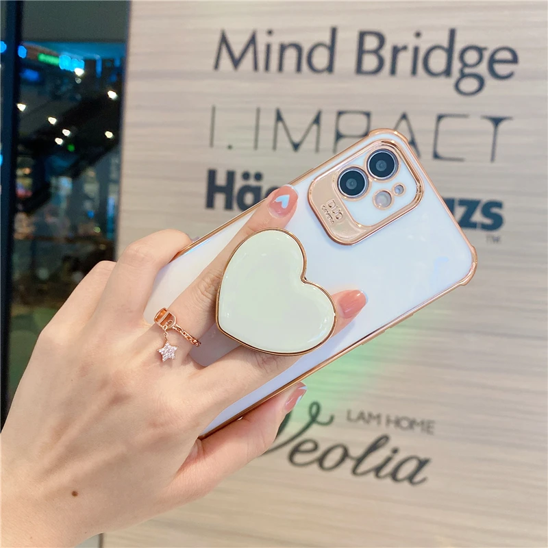 

GlamPhoneCase Solid color bracket Phone Case For iPhone12Pro/max 11Pro/Max XS Max XR Soft Silicone Cover For iPhone11 7 8Plus