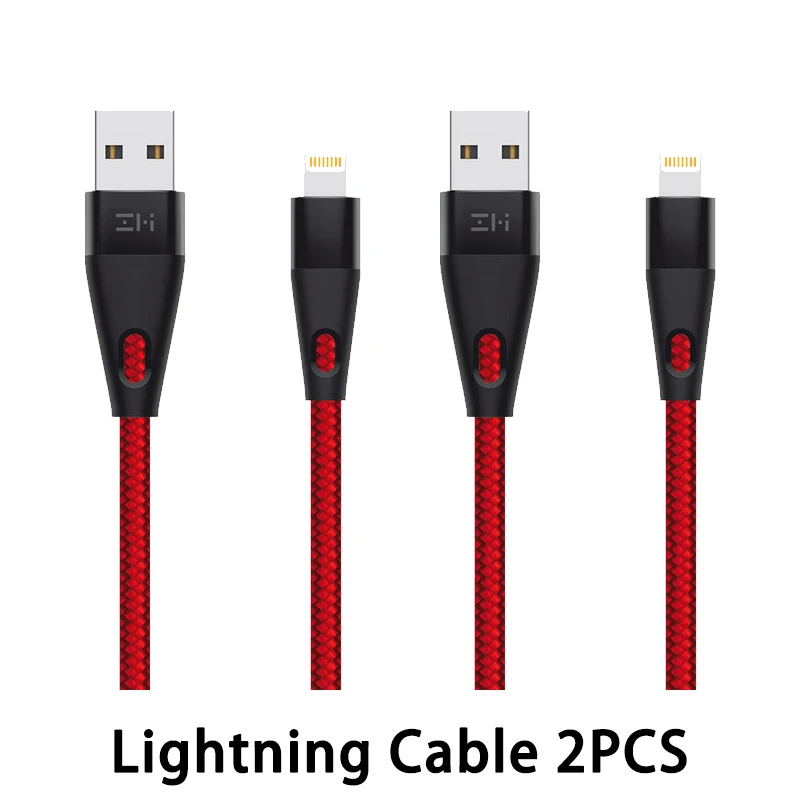 Red Lightning 2PCS ZMI MFi сертифицированный кабель освещения AL706 usb type C Быстрая зарядка Премиум нейлон PP плетеный рукав кабель для iphone - Цвет: Red Lightning 2PCS