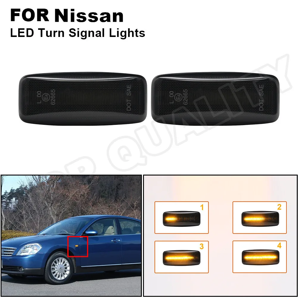 

For Infiniti M35/M45 FX35/FX45 QX60 Nissan Fuga Murano Cima Front Amber LED Side Marker Light Dynamic Turn Signal Indicator