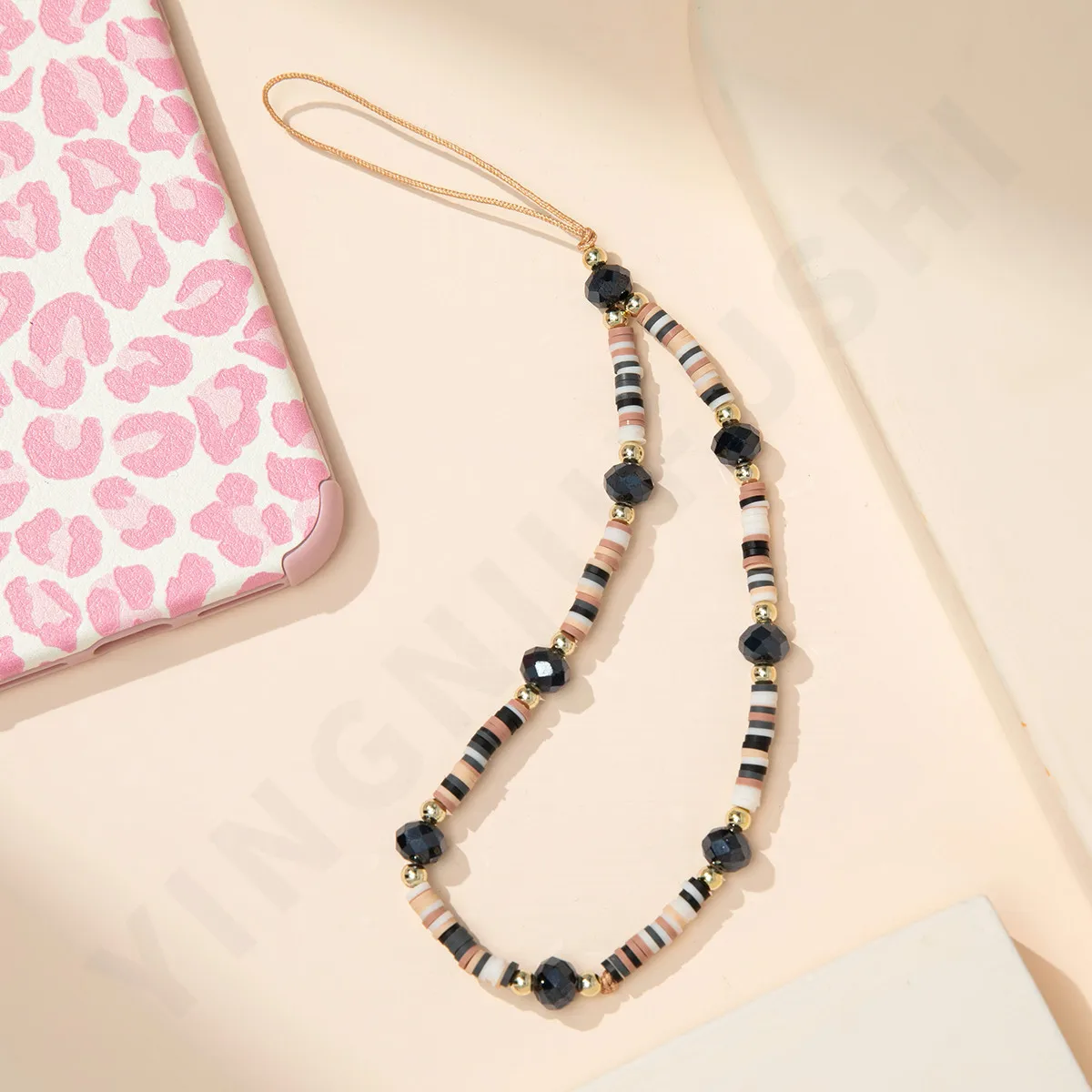 New Colorful Acrylic Bead Mobile Phone Chain Cellphone Strap Anti-lost Lanyard Hand Wrist Lanyard Girls Phone Charm Hang Rope