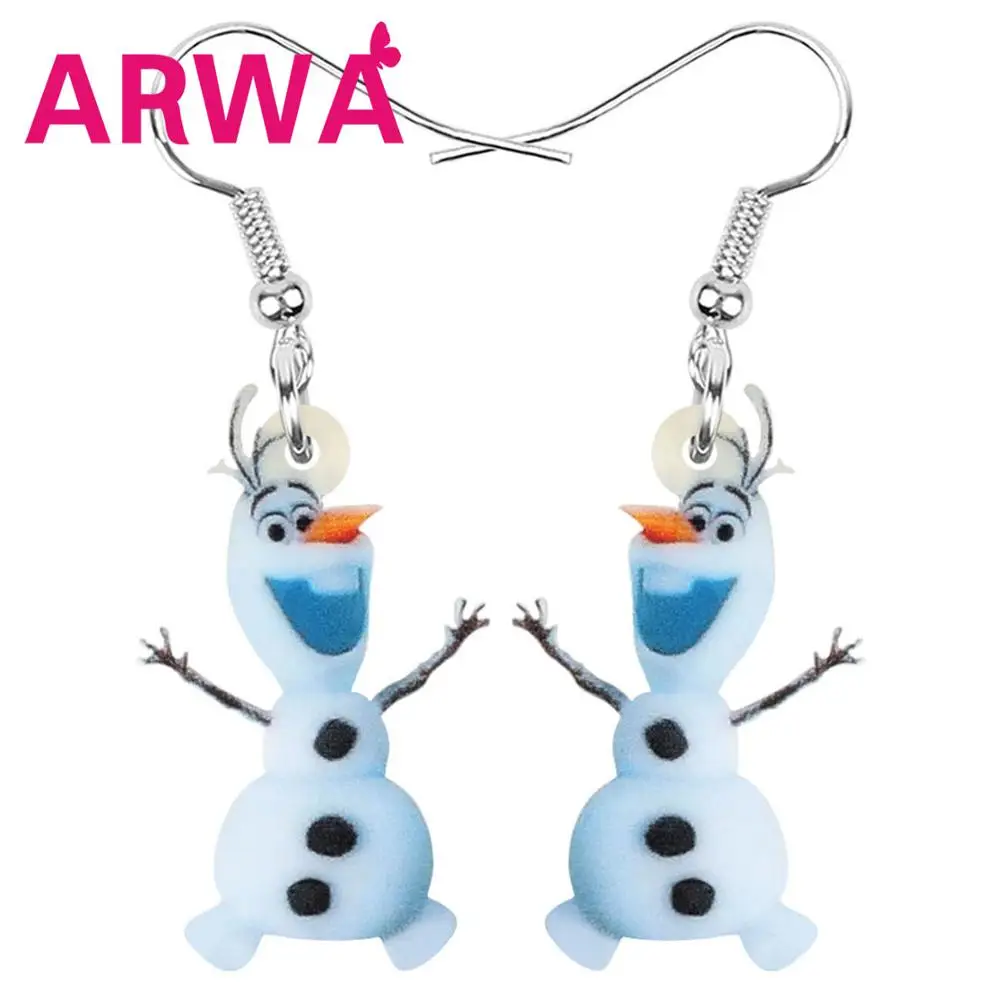 Акриловые милые серьги ARWA в виде снеговика с улыбкой Длинные Мультяшные аниме