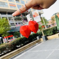 fashion cute geometric section peach heart keychain animal key chains for women bag charm key ring pendant accessories gifts