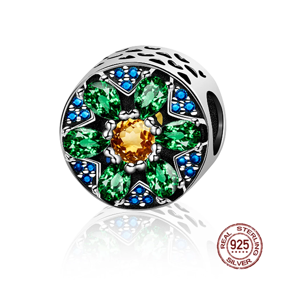 

Новый оригинальный дизайн 100% стерлингового серебра 925 пробы зеленый Froest подвеска с драгоценным камнем бусина Женская мода DIY Ювелирные изде...