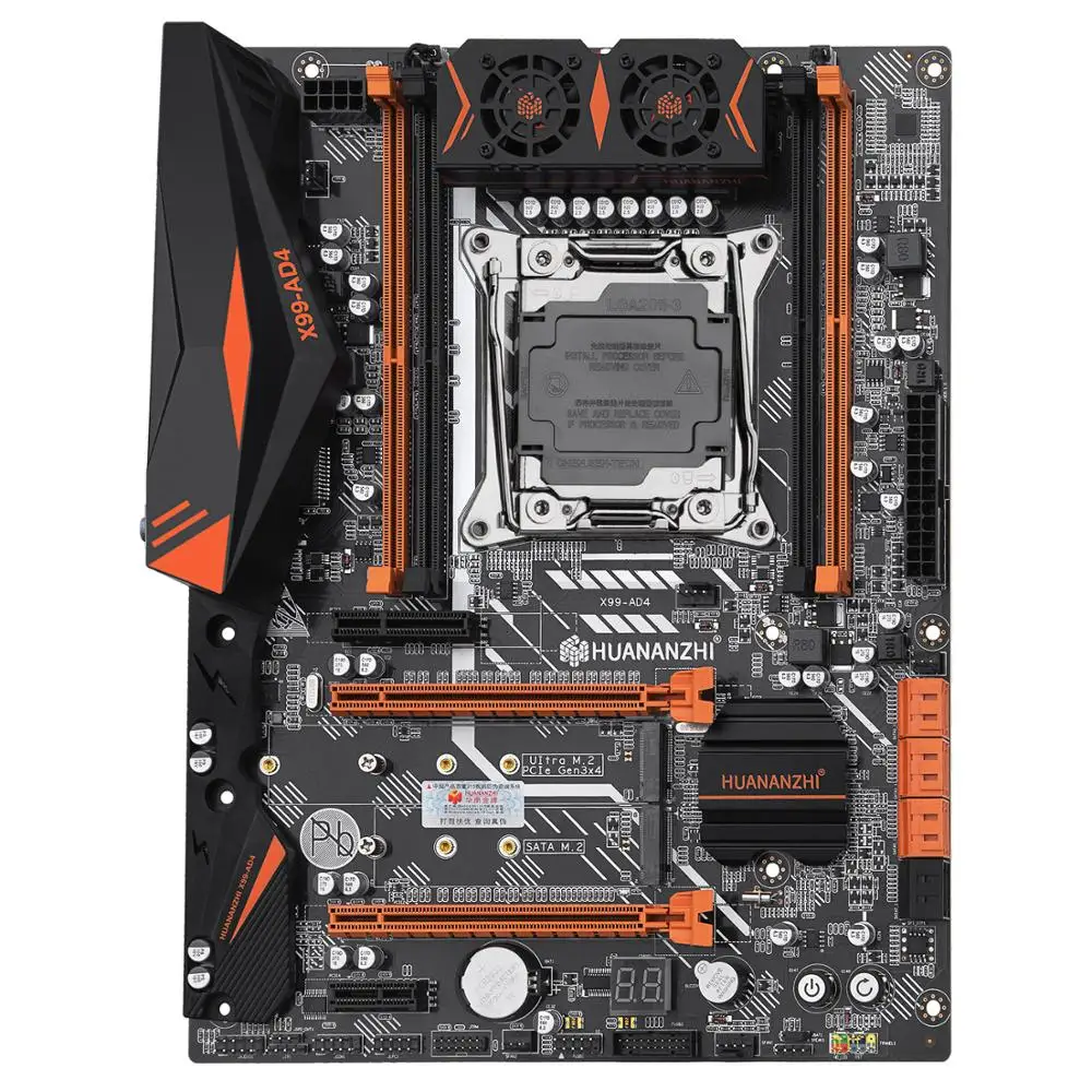 Billig HUANANZHI X99 AD4 Motherboard Mit Intel XEON E5 2680 V4 Mit 4*8G DDR4 NON-ECC Speicher Combo Kit Set NVME NGFF SATA USB 3,0