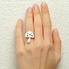 Кольцо женское эмалированное с кристаллом в виде гриба, в стиле 90-х, Y2K, 2021