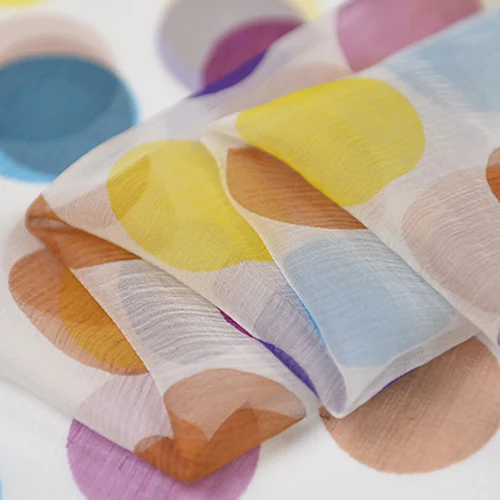 Яркая шелковая марлевая ткань в горошек с принтом SCG532|Ткань| |