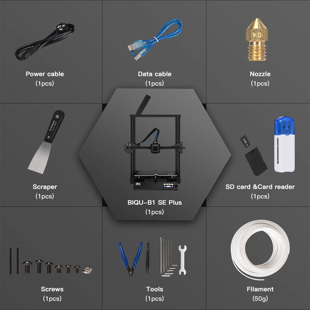 3D-принтер BIQU B1 SE PLUS 32-битная Улучшенная панель управления полностью