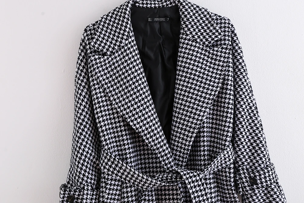 2019 Autumn winter new women straight Slim thin plaid printed elegant coat Female long cardigans | Женская одежда