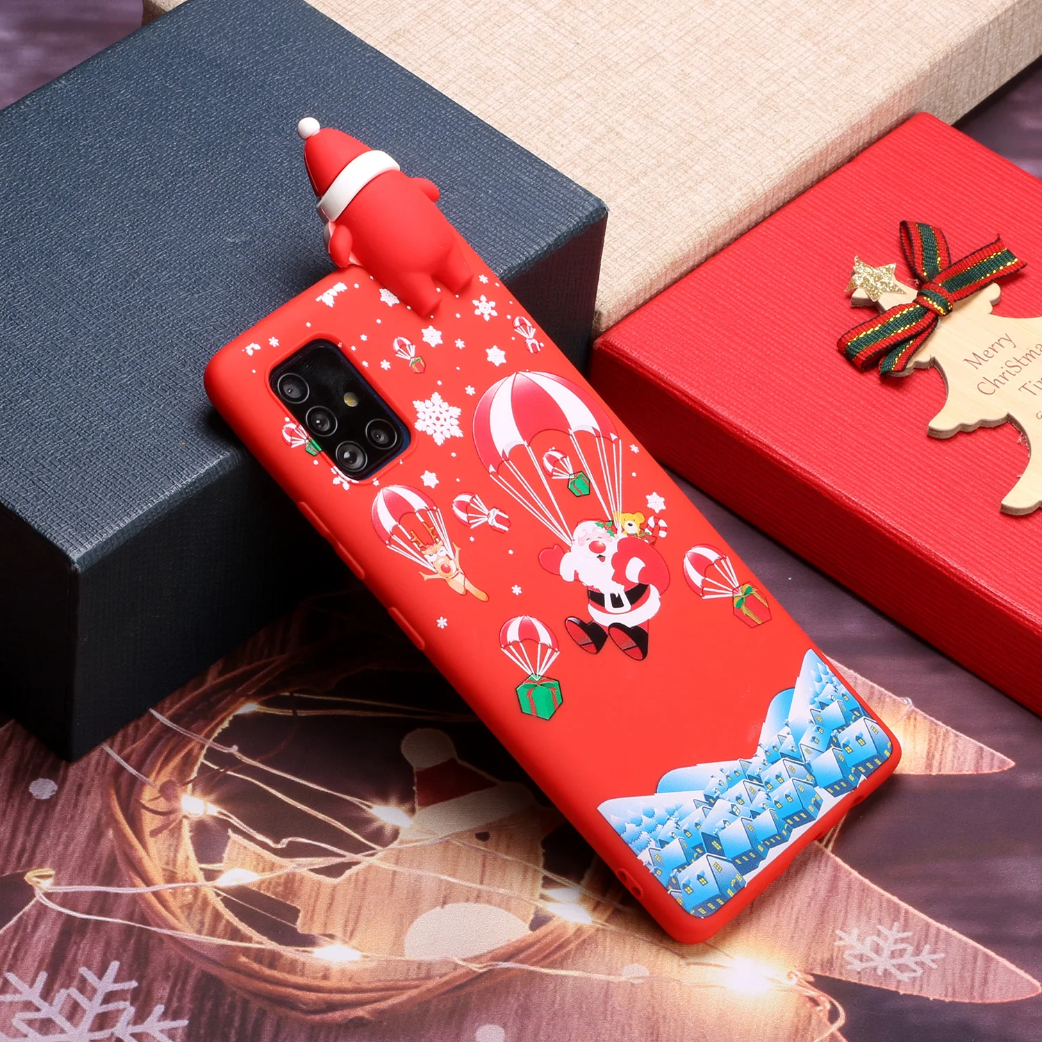 

For Samsung Galaxy A31 A41 A51 A71 A81 A91 Note10 Lite S10 Lite 3D Christmas Man Snow Deer Soft Case Phone Back Cover Skin Shell