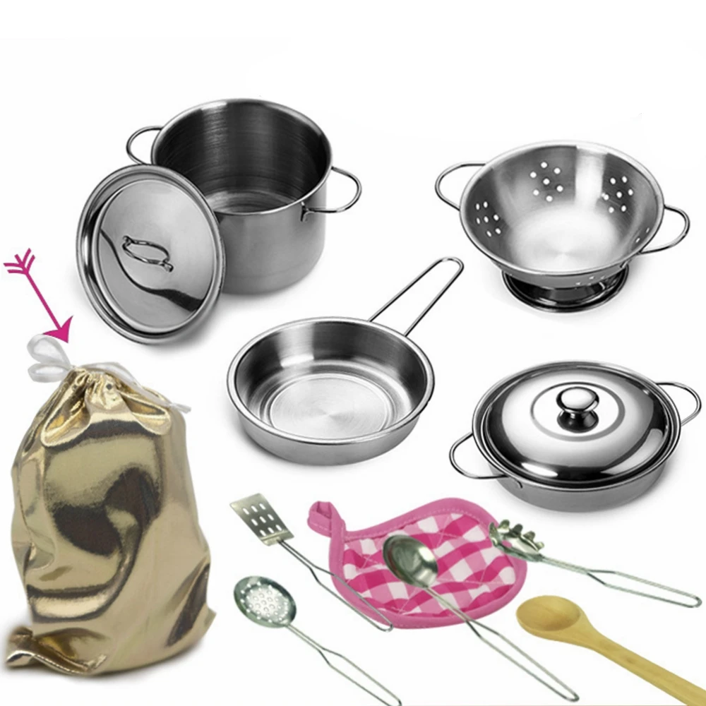 

Kids Pretend Cook Play Toy Children Mini Kitchen Cookware Pot Pan Simulation Kitchen Utensils Toys Set Children Gift