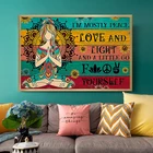 Картина на холсте хиппи Йога, я в основном мир, любовь и светильник, абстрактные постеры и принты, настенные художественные картины для украшения дома