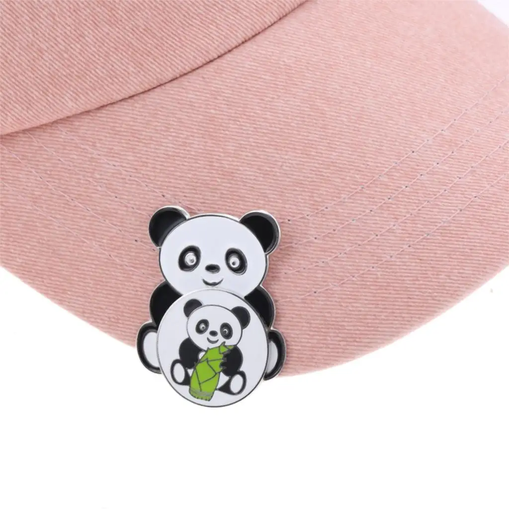 1Pc Metal China Panda & Bamboo Shoots Pattern Golf Ball Aiming Marker Tool With Magnetic Detachable Hat Clip Cap Clips | Спорт и