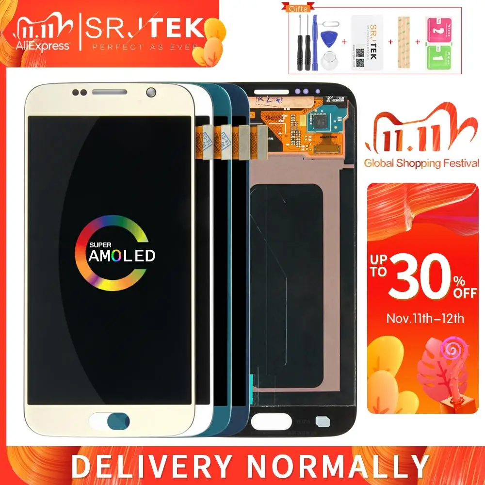 ЖК дисплей AMOLED/OLED Srjtek для Samsung Galaxy S6 G920 сенсорный дигитайзер сенсорное Стекло в