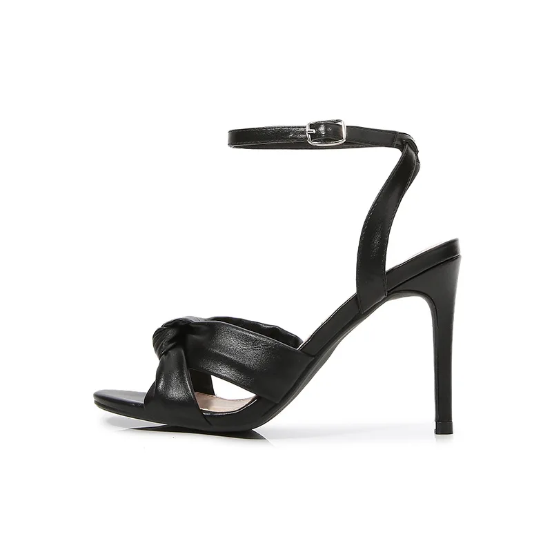 

Bow Shoes Sandals Sexy Large Size Square Toe High Heels Suit Female Beige Big Comfort High-heeled Girls Fashion Stiletto Black R