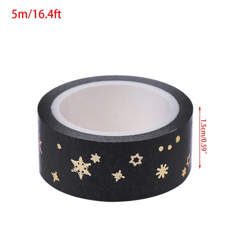 

Black Moon Stars Paper Sticky Adhesive Sticker Decorative Washi Tape 1.5cm x 5m