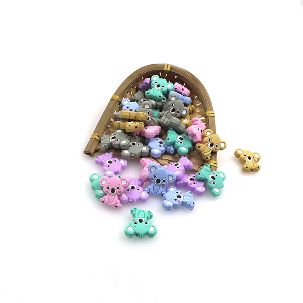 Kovict-Mini cuentas de silicona Koala para beb&eacute;, mordedor Molar para beb&eacute;, accesorios de cadena de chupete masticables, juguetes de lactancia, 30/50 piezas-4
