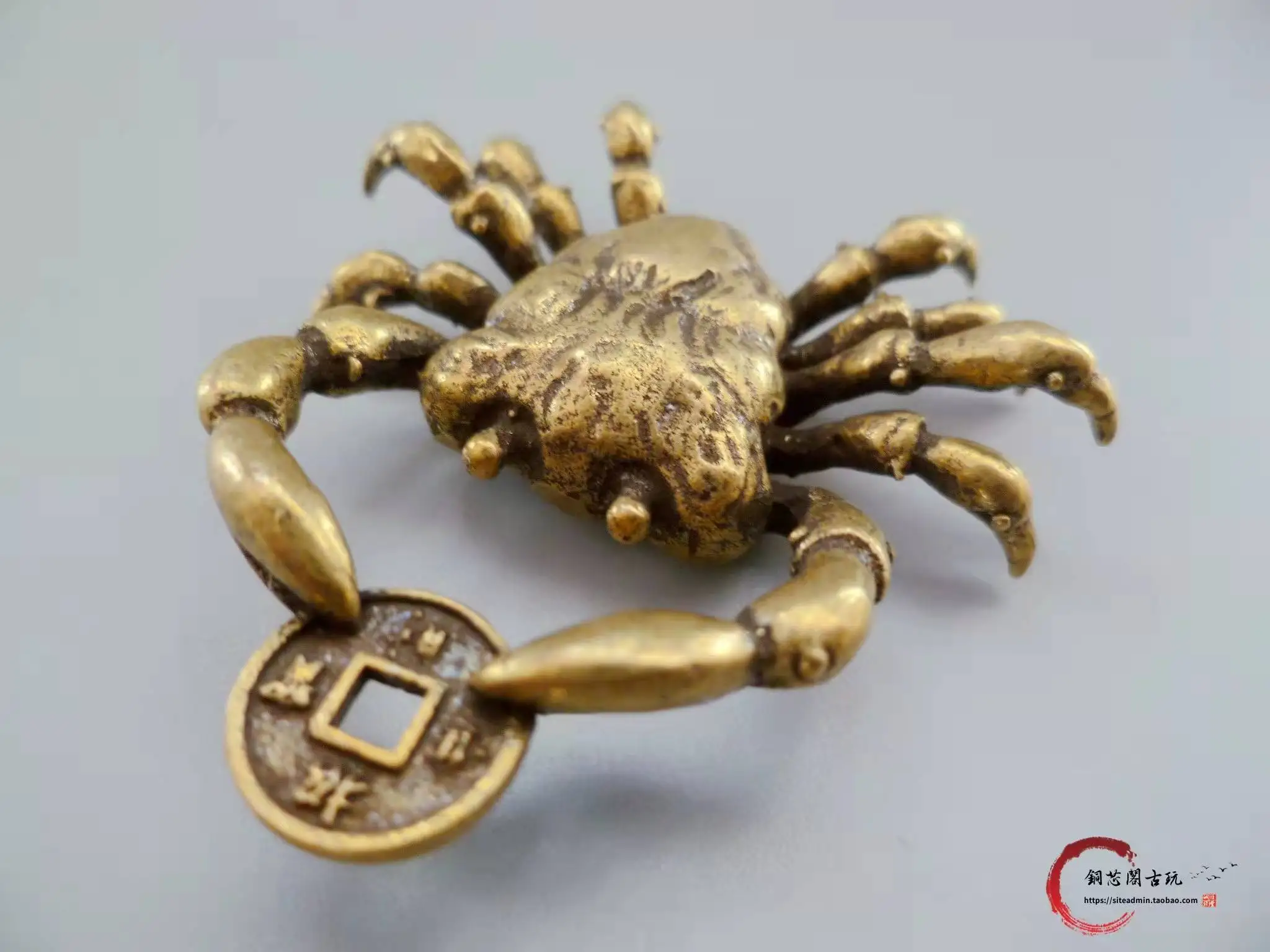 

Брелок для ключей из меди, монет, краб-кулон, цельная латунь, краб-кулон, античная бронза