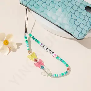 Fashion Mobile Phone Straps Lanyard Phone Ornaments Women Telephone Jewelry Clay Beaded Cell Phone Lanyard Mobile Phone Chain