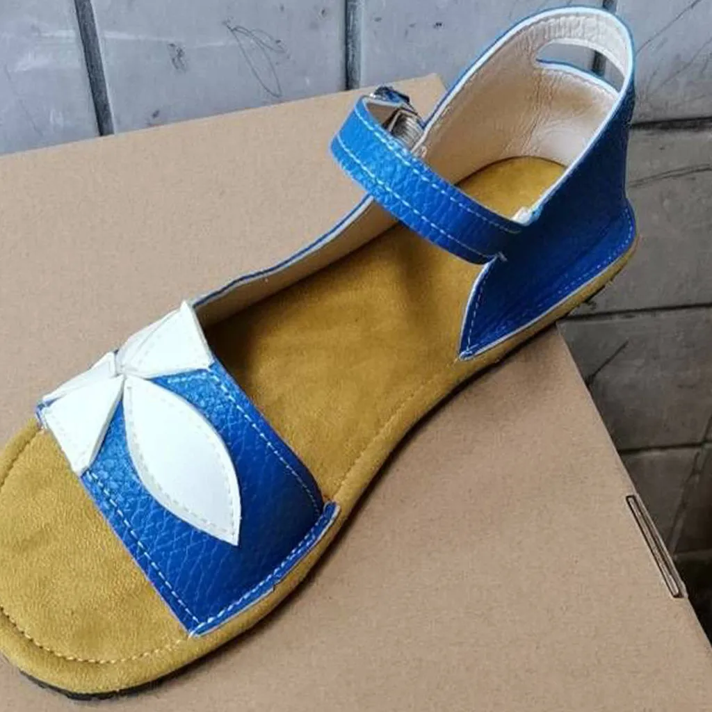 Женские босоножки с цветочным принтом Летняя обувь из спилка Открытые сандалии